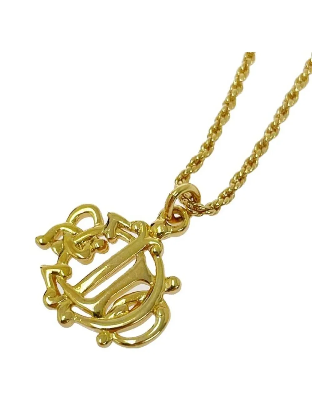 Dior Emblem Logo Necklace Gold